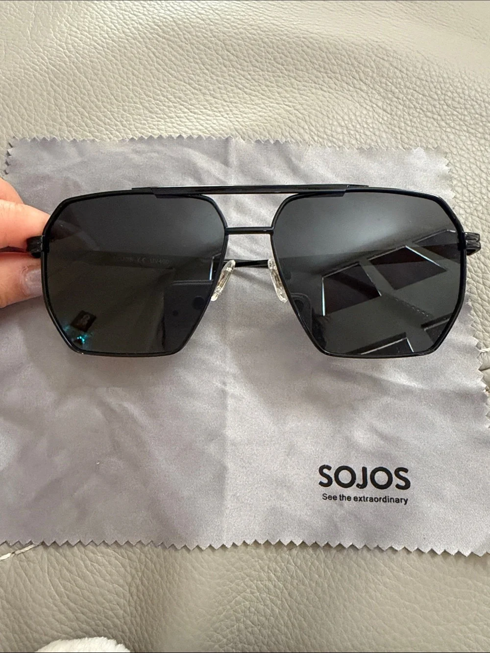 SOJOS Black Geometric Aviator Sunglasses